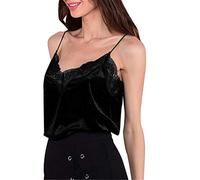 Loralirando Mujer Top Tirantes Elegante de Correas Camisola con Tirantes Finos y Correas Espaguetis Chic Top Corto Terciopelo de Encaje