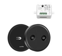 LoraTap 868MHz Kit de Interruptor Inalámbricas Negro + Receptor de Relevo Blanco para Luz Lámpara Techo Ventilador Electrodomésticos, 2500W, 200m Mando a Distancia, 5 Años de Garantía