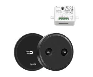 LoraTap 868MHz Kit de Interruptor Inalámbricas Negro + Receptor de Relevo Blanco para Luz Lámpara Techo Ventilador Electrodomésticos, 2500W, 200m Mando a Distancia, 5 Años de Garantía