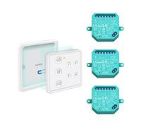 LoraTap Interruptor de Persianas RF de 3 Vías, Mando a Distancia Funciona en Paralelo con Interruptor de Cortina de Pared, 3 Piezas Módulo de Relé Inalámbrico para Persianas 300W