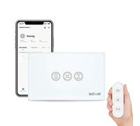 LoraTap Interruptor de persianas WiFi con mando a distancia RF, interruptor táctil para persianas eléctricas, control por voz con Alexa y Google Home, control de aplicación Smart Life, temporizador
