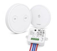 LoraTap Interruptor Inalámbrico RF 868MHz, Kit 1 Mando + 1 Receptor | Sin WiFi ni obras | 30 m interior / 90-120 m exterior | 10 A · 2300 W | Pila CR2032 | Garantía 2 años