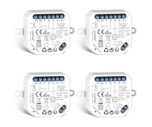 LoraTap Interruptor Persianas WiFi, 4 Piezas Relé de Persiana Temporizador Inteligente para Cortina Eléctrica, Control Remoto por Teléfono, Compatible con Alexa y Google Home para Control de Voz, 300W