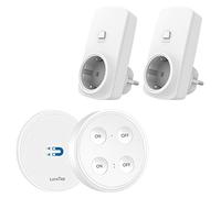 LoraTap Juego de Enchufes con Mando a Distancia Inalámbrico, 2 Piezas Tomas de Corriente Schuko 10A/2200W y Interruptor Doble, Control Remoto para Luces y Electrodomésticos, Alcance de 200 m