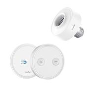 LoraTap Juego Portalámpara Inteligente Adaptador Inalámbrico para Lámpara Luz Bombilla LED con Mando a Distancia Control Remoto, E27, Blanco, Alcance de 200m, Iluminación de Casa