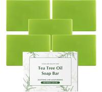 Loravey Jabón calmante, jabón natural de aceite de árbol de té para cara y cuerpo, jabón de árbol de té, control de olores y limpiador refrescante diario, jabón natural para pies y cuerpos (5 unidades