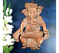 Lord Ganesh - Ídolo colgante de pared | Estatua de pared de metal Ganesha jugando Dholak para puerta principal | Ganpati Murti para el hogar, Puja y decoración religiosa y regalo, 43 cm