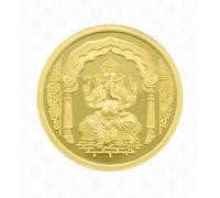 Lord Ganeshji Coin In Pure Silver 99.9 Religious Coin (Gold Plated) (50 Grams)