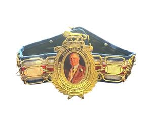Lord Lonsdale - Réplica de cinturón de campeonato ligero - Coleccionable inspirado en la tabla de boxeo británica, tamaño libre para adultos, 41 pulgadas de longitud, placas de aleación dorada