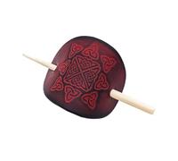 Lord of Battles Broche de piel auténtica con pasador de hueso real, color granate, clip para el cabello, coleta de caballo, accesorios para el cabello para mujeres y niñas, granate