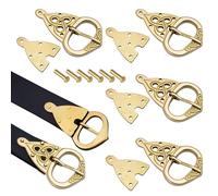 Lord of Battles Cinturón de cuero con hebilla resistente, accesorio ideal para LARP medieval Ren Fair Cosplay o recreación histórica (cinturón vikingo hebilla de latón (juego de 5)