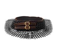 Lord of Battles Collar de malla medieval para el cuello, de acero suave, con anillos redondos, protección para recreaciones y eventos LARP, calibre 16 de 10 mm