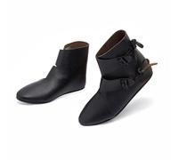 Lord of Battles Genuine Leather Ankle Medieval Boots, Viking Pirate Boots Halloween Shoes Renaissance (Black, 7.5, US Footwear Size System, Adult, Men, Numeric, Medium, 7.5, Early Medieval Boots)