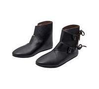 Lord of Battles Genuine Leather Ankle Medieval Boots, Viking Pirate Boots Halloween Shoes Renaissance (Black, 11.5, US Footwear Size System, Adult, Men, Numeric, Medium, 11.5, Early Medieval Boots)