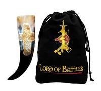 Lord of Battles Handcrafted Drinking Horn Carved Celtic Cross | Genuine Ox Horn | Cool Unique Beer Gift for Men and Women, Home Decor Accessories | Medieval Viking Stein for Ale, Mead, Whiskey
