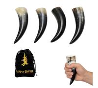 Lord of Battles Juego de 5 cuernos vikingos medievales para beber cerveza, cuerno de buey auténtico, regalo para hombres y mujeres (150 ml)