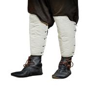 Lord of Battles Medieval Padded Greaves Handmade Canvas Cotton Adjustable Leather Cords Historical Padded Clothing