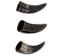Lord of Battles Medieval Viking Drinking Horns Set of 3 Pieces Genuine Ox Horn Norseman Beer Drinking Vessel Horn for Ale Mead for Men and Women (Plain, 60-80 ML)