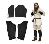 Lord of Battles Paquete de gorra de armado, brazaletes acolchados y grebas acolchadas con cierre de cuerdas de tela, perfecto para LARP, Renfair, Paquete de Grebas con brazaletes, Standard