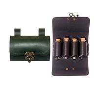 Lord of Battles Riñonera de cuero medieval Alchemy Buff con 4 mini botellas de cristal, cinturón vintage de The Elfic Potion, bolsa lateral para Ren Faire, cosplay, Verde, Medieval