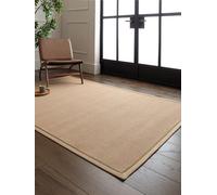 Lord of Rugs Alfombra de yute natural de tejido plano con borde de algodón LinoWeave Boucle textura beige para sala de estar, dormitorio, comedor, alfombra de lino verde salvia, camino de escalera, 67