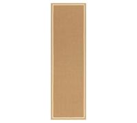 Lord of Rugs Alfombra de yute natural de tejido plano con borde de algodón LinoWeave diseño de espiga beige natural para sala de estar, dormitorio, comedor, alfombra de lino crema, corredor, 68 x 240