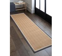 Lord of Rugs Alfombra de yute natural de tejido plano con borde de algodón LinoWeave diseño de espiga beige natural para sala de estar, dormitorio, comedor (color azul pizarra, crema, corredor, 68 x