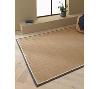 Lord of Rugs Alfombra de yute natural de tejido plano con borde de algodón LinoWeave diseño de espiga beige natural para sala de estar, dormitorio, comedor (color azul pizarra, crema, 120 x 170 cm)