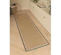 Lord of Rugs Alfombra de yute natural de tejido plano con borde de algodón LinoWeave diseño de espiga beige natural para sala de estar, dormitorio, comedor (caqui crema, corredor, 68 x 240 cm)