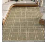 Lord of Rugs Horizon Grid - Alfombra para interiores y exteriores, patrón geométrico, alfombra de patio para jardín, patio, balcón, sala de estar, alfombra con patrón a cuadros (verde, 305 x 427 cm)