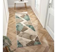 Lord of Rugs Orbit - Alfombra geométrica tallada en 3D, suave, duradera, para sala de estar, dormitorio, alfombra moderna (runar beige verde, 230 cm de largo x 60 cm de ancho)