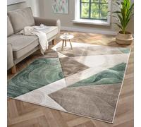 Lord of Rugs Orbit - Alfombra geométrica tallada en 3D, suave, duradera, para sala de estar, dormitorio, alfombra moderna (runar beige verde, 150 x 200 cm)