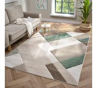 Lord of Rugs Orbit - Alfombra geométrica tallada en 3D, suave, duradera, para sala de estar, dormitorio, alfombra moderna (Skadi beige verde, 200 x 290 cm)