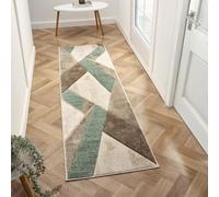 Lord of Rugs Orbit - Alfombra geométrica tallada en 3D, suave, duradera, para sala de estar, dormitorio, alfombra moderna (Skadi beige verde, 230 cm de largo x 60 cm de ancho)