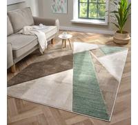 Lord of Rugs Orbit - Alfombra geométrica tallada en 3D, suave, duradera, para sala de estar, dormitorio, alfombra moderna (beige y verde, 120 x 170 cm)