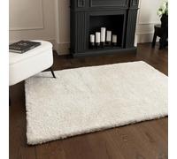 Lord of Rugs PureLux - Alfombra lanuda ultra suave y gruesa para sala de estar, dormitorio, moderna, cálida y acogedora, alfombra de área lisa de felpa tejida a mano, color marfil crema blanco, 80 x