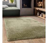 Lord of Rugs PureLux - Alfombra lanuda ultra suave y gruesa para sala de estar, dormitorio, moderna, cálida y acogedora, alfombra de área lisa tejida a mano, color verde salvia, 160 x 230 cm