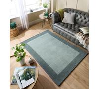 Lord of Rugs Sierra Apollo - Alfombra gruesa y suave con borde de lana 100 % para sala de estar, color verde salvia, pequeña, 80 x 150 cm