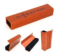 LORE - Funda de piel para D&D, Cthulhu, DSA, 7 dados poliédricos, marrón, diseño minimalista de piel sintética