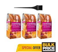 L'Oreal Casting Creme Gloss 834 Golden Caramel Natural Shine Hair Color 3-Pack