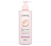L'Oreal Fine Flowers Cleansing Milk | Adecuado para pieles sensibles, con rosa y jazmín, fórmula cremosa para eliminar el maquillaje, limpiar y nutrir la piel