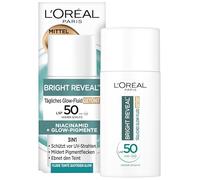 L'Oréal - Líquido UV Glow Diario Factor 50 Niacinamida + Pigmentos Glow Color Medio Bright Reveal, 1 x 50 ml