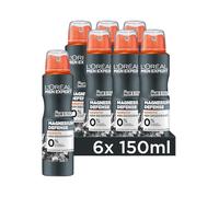 L'Oréal Men Expert 48H Sensitiv - Desodorante para hombre, antiolor, sudoración y axilas, antitranspirante masculino sin alcohol y aluminio, magnesio Defense, 6 x 150 ml
