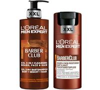 L'Oréal Men Expert Barber Club Crema Hidratante en Gel 2 en 1 para Piel y Barba XXL 100ml + L'Oréal Men Expert Champú para hombres en pack XXL