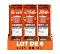 L'Oréal Men Expert Barber Club Gel de Ducha para Cuerpo, Cabello y Barba, Hombre, 3 en 1-300 ml, Pack de 6