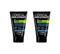 L'Oréal Men Expert Carbón puro de carbón, exfoliante facial contra la piel impura, grasa y grasa de hombres y espinillas, limpiador de poros, para una piel clara (2 x 100 ml)