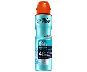 L'Oréal Men Expert Cool Power desodorante en espray, el desodorante para hombre protege la piel mediante frescura reactivadora y no contiene rastros de sales de aluminio y alcohol (1 x 150 ml)