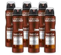 L'Oréal Men Expert Desodorante en spray 48H para hombres, antiolor a sudor, sudor y humedad en las axilas, desodorante antitranspirante con aroma a madera y aceite esencial de madera de cedro, Barber