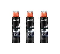 L'Oréal Men Expert Desodorante para hombres, 5 en 1 contra la formación de olores, humedad, bacterias y residuos blancos para hasta 48 horas de frescura, Carbon Protect, 3 x 150 ml