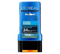 L'Oréal Men Expert Gel de ducha y champú para hombres, baño de ducha para limpiar el cuerpo, el cabello y la cara, cuidado corporal para hombre para piel hidratada con agua de montaña, Hydra Power, 1